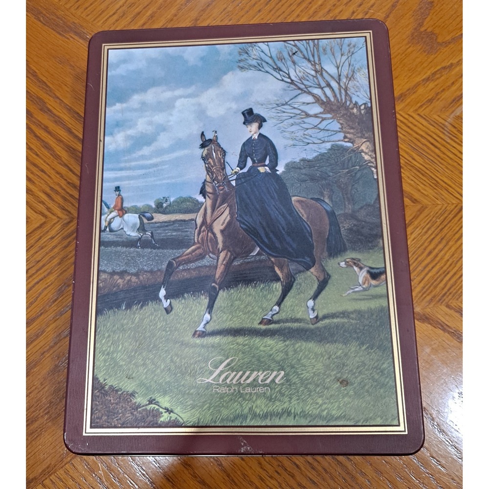VTG Ralph Lauren Tin Keepsake Box Equestrian Horse Art Made in England READ